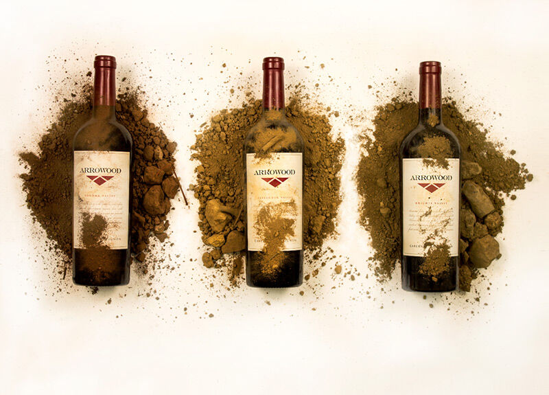 Arrowood Wine Bottles with Soil