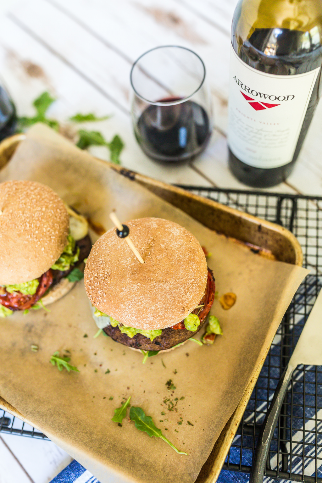 Burger with wine